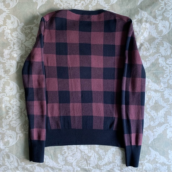 Ann Taylor Factory Crew Neck Sweater ~ Small ~ Blue/Violet Buffalo Plaid Check - Picture 2 of 15